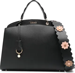 Floral-Appliqué Tote Bag