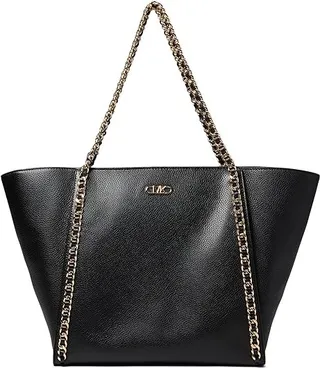 MICHAEL Michael Kors Westley Large Top Zip Chain Tote (Black) Handbags