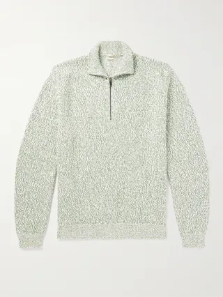 Ribbed Cotton Half-Zip Sweater
