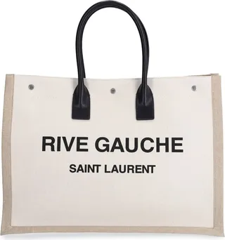 Rive Gauche Tote Bag In Linen And Leather