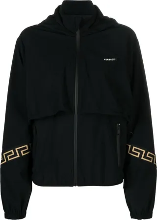 Black Greca Print Track Jacket