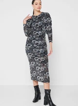 Printed Side Split Dress
