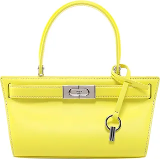Leather handbag with frontal monogram