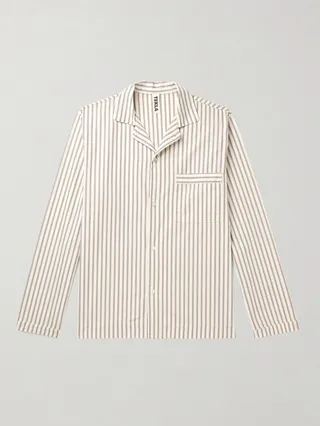 Camp-Collar Striped Organic Cotton-Poplin Pyjama Shirt