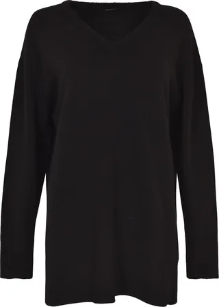 V-neck Plain Ribbed Sweater