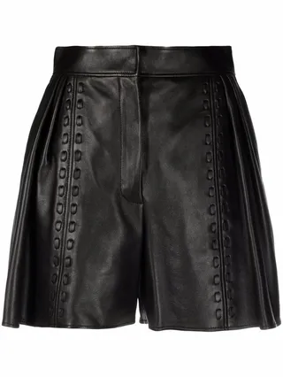 High-Waisted Polished-Finish Shorts