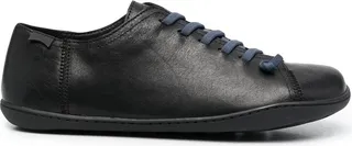 Asymmetric-Toe Low-Top Leather Sneakers