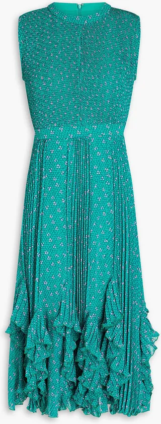 Darien pleated printed chiffon midi dress