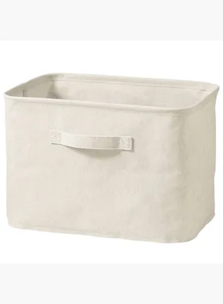 Polyester Linen Soft Box, Rectangle , W 37 x D 26 x H 26 cm, M , Off White