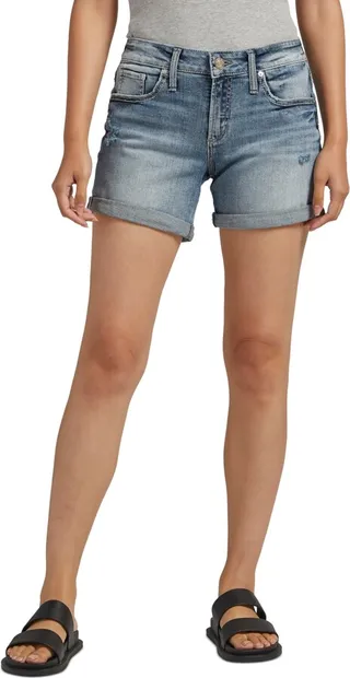 Silver Jeans Co. Women's Mid-Rise Denim Boyfriend Shorts