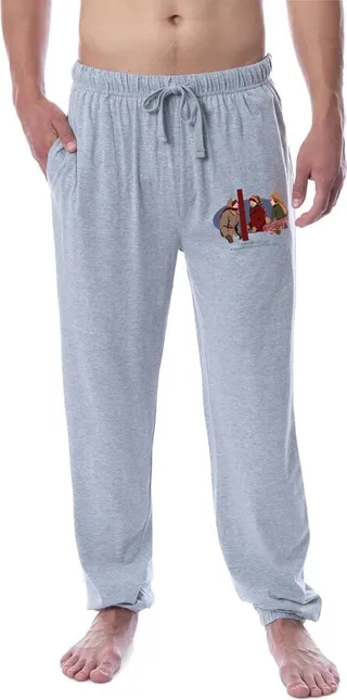 A Christmas Story Mens' Movie Logo Ralphie Sleep Jogger Pajama Pants (Large) Grey