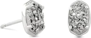 Emilie Silver Stud Earrings in Platinum Drusy