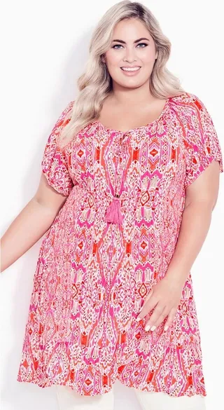 AVENUE| Women's Plus Size Avalon Crush Tunic - pink - 18W