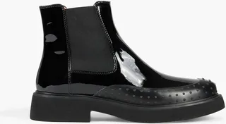 Rubber-trimmed patent-leather Chelsea boots