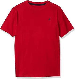 Nautica Boys' Short Sleeve Solid Crew Neck T-Shirt (Carmine) Men's T Shirt