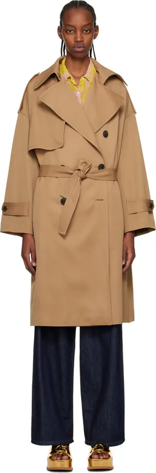 Dries Van Noten Tan Belted Trench Coat