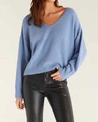 Serenity V-Neck Sweater in Glacier Blue