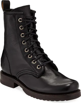 Veronica Leather Combat Booties