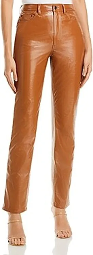 Afrm Heston Vegan Leather High Rise Straight Leg Pants