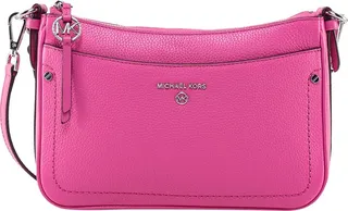 Leather shoulder bag with metal logo