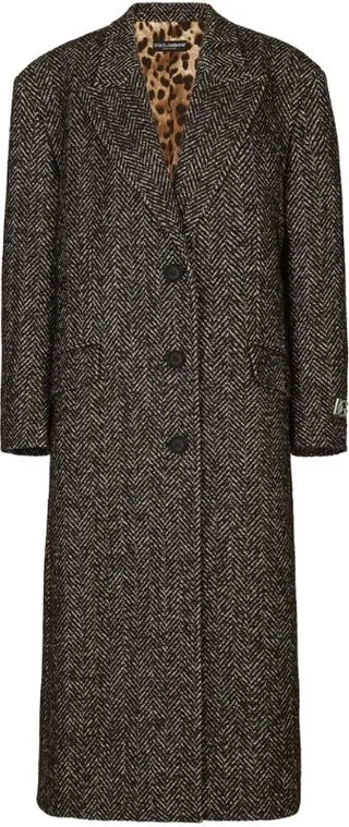 Dolce & Gabbana Wool-Blend Herringbone Coat
