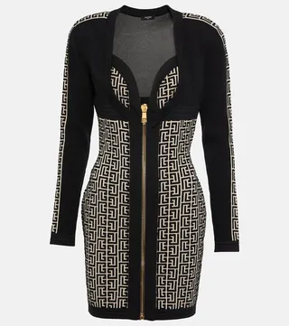 Monogram wool-blend minidress