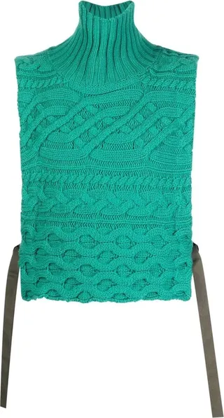 Cable-Knit Roll-Neck Vest
