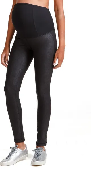 Maternity Ingrid & Isabel Faux Leather Legging with Crossover Panel Black XS
