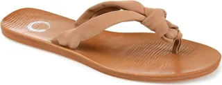 Brindle Womens Faux Leather Slip On Flip-Flops