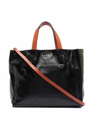 Colour-Block Leather Tote Bag