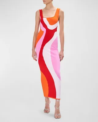 Sabra Sleeveless Intarsia Knit Midi Dress
