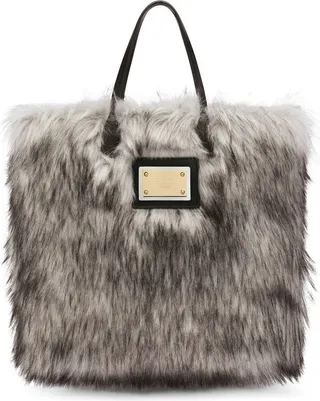 Faux-Fur Leather Tote Bag
