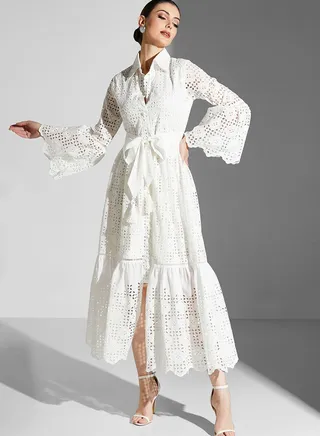 Shiffli Belted Dress