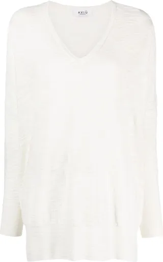 V-neck semi-sheer sweatshirt