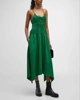 Drapey Suiting Ruched Midi Dress