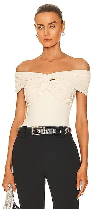 KHAITE Cerise Bodysuit in Cream