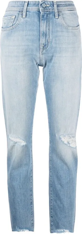 Distressed-Detail Denim Jeans