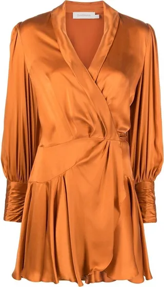 Wrapped Ruffle-Trim Dress