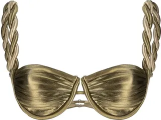 Metallic Twist-Detail Bikini Top