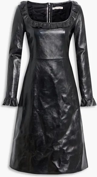 Milla ruffle-trimmed glossed-leather dress