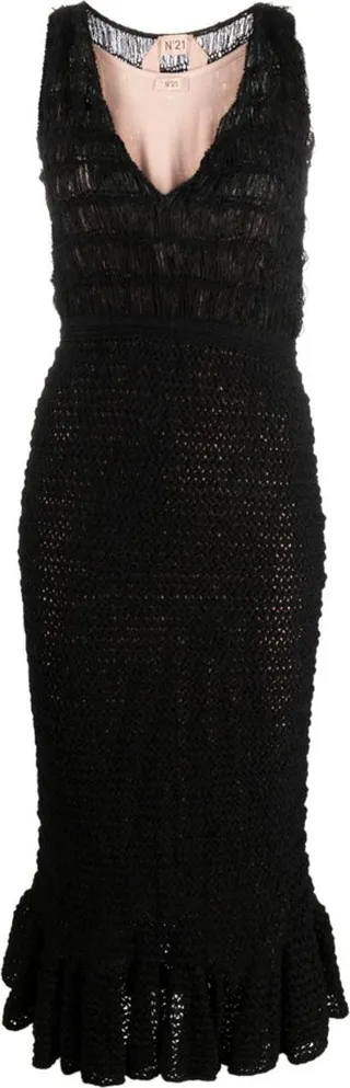 Crochet-Knit Midi Dress