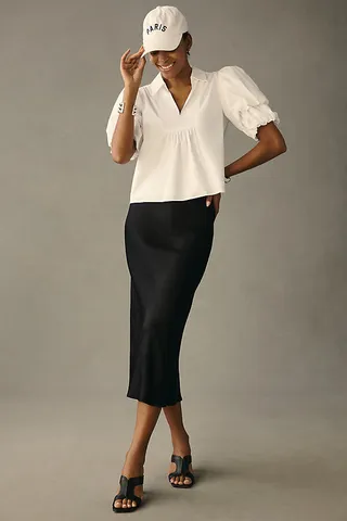 English Factory Puff-Sleeve Tunic Top White