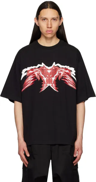 We11done Black Western Print T-Shirt