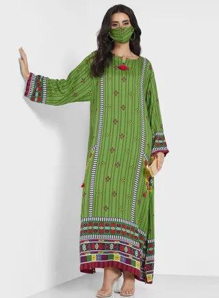 Side Slit Printed Jalabiya