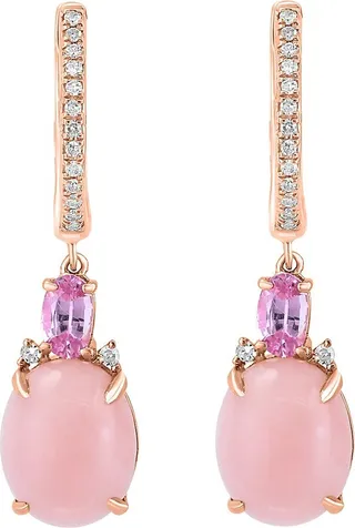 14K Rose Gold & Multi Stone Drop Earrings