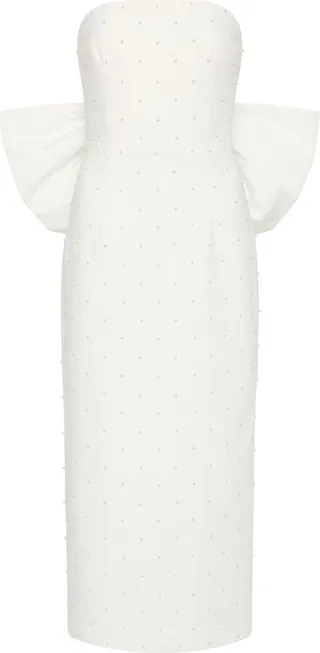 Perle bow midi dress