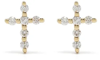 18kt yellow gold diamond Big Cross earrings