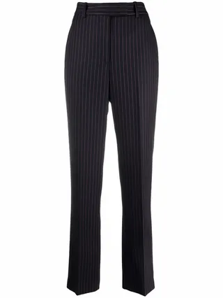 Pinstripe Straight-Leg Trousers