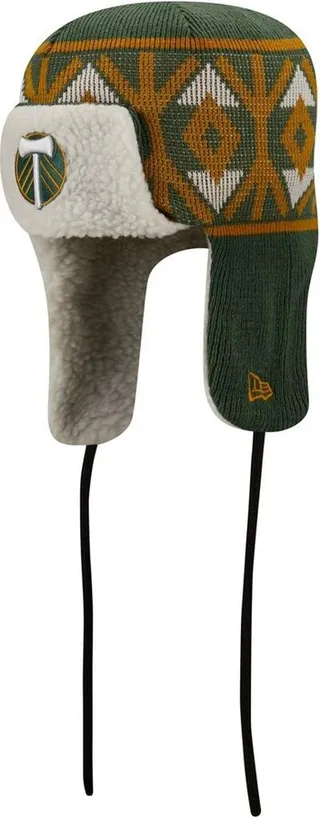 Men's New Era Green Portland Timbers Logo Trapper Knit Hat