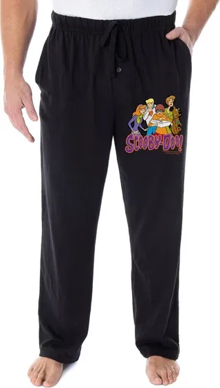 Scooby Doo Men's Original Mystery Solvers Vintage Sleep Lounge Pajama Pants (2X) Black